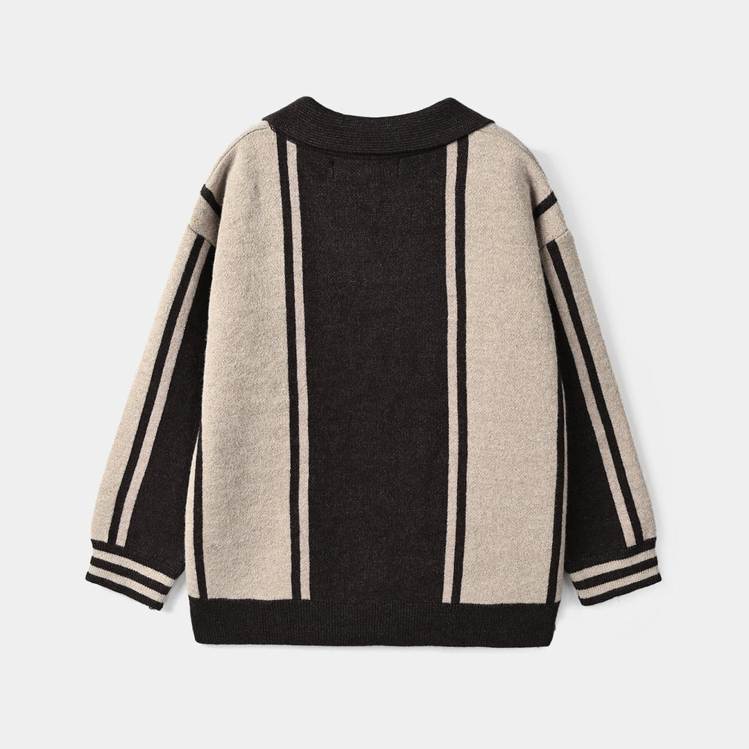Boys Acrylic Sweater-Real Energy-Grey.Beige