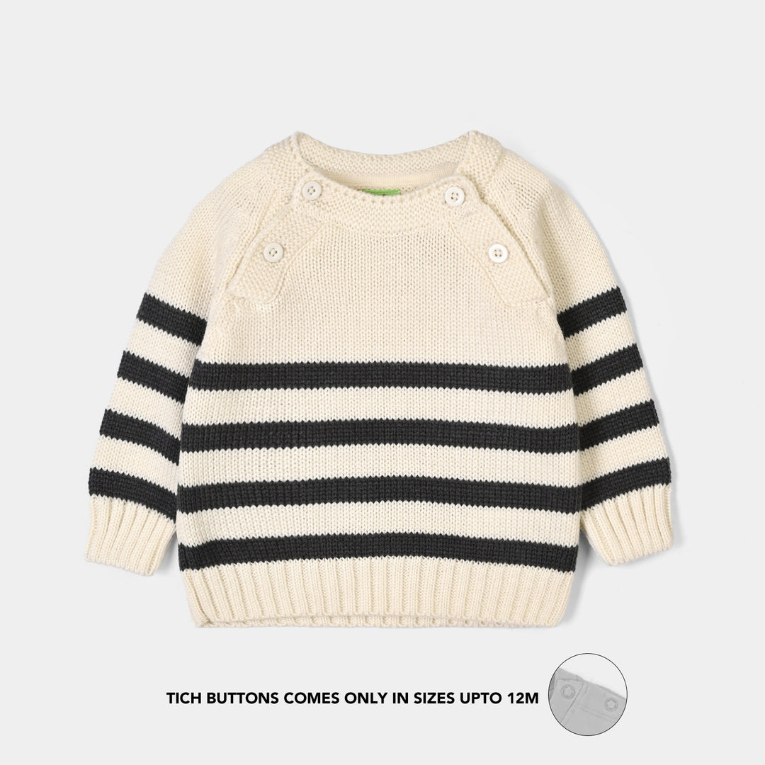 Infant Boys Acrylic Co Ord Set-Cross Stripe- Grey/Off-White