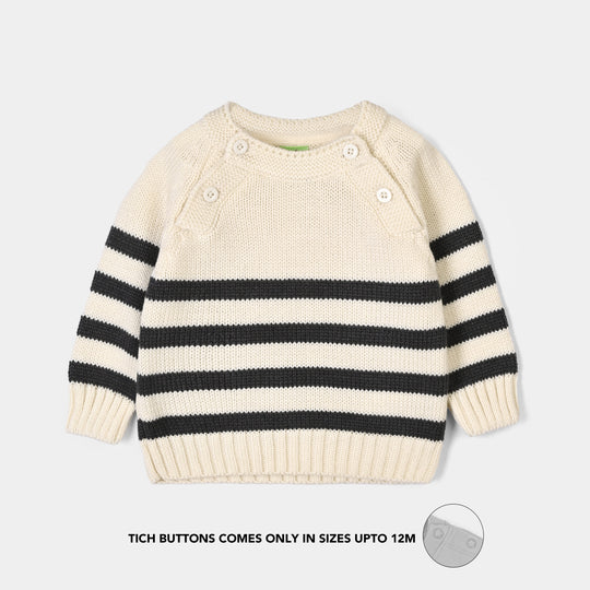 Infant Boys Acrylic Co Ord Set-Cross Stripe- Grey/Off-White