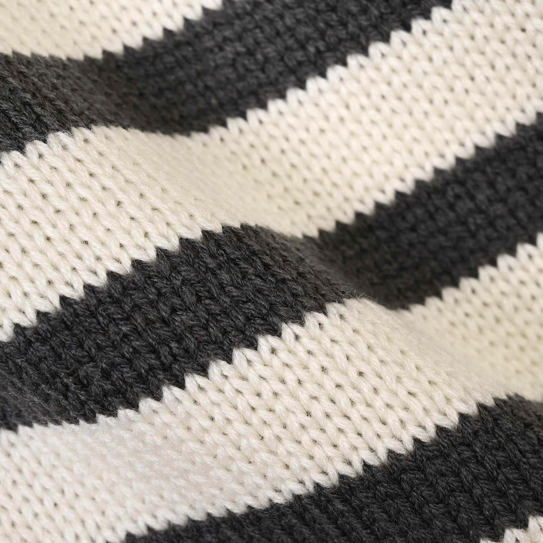 Infant Boys Acrylic Co Ord Set-Cross Stripe- Grey/Off-White