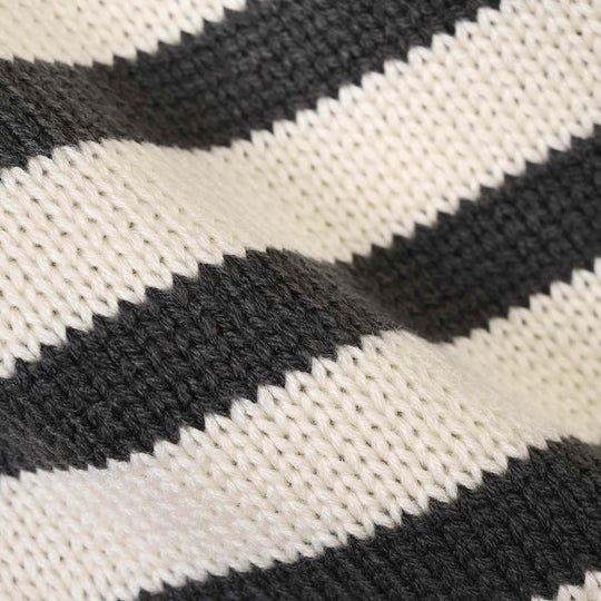 Infant Boys Acrylic Co Ord Set-Cross Stripe- Grey/Off-White