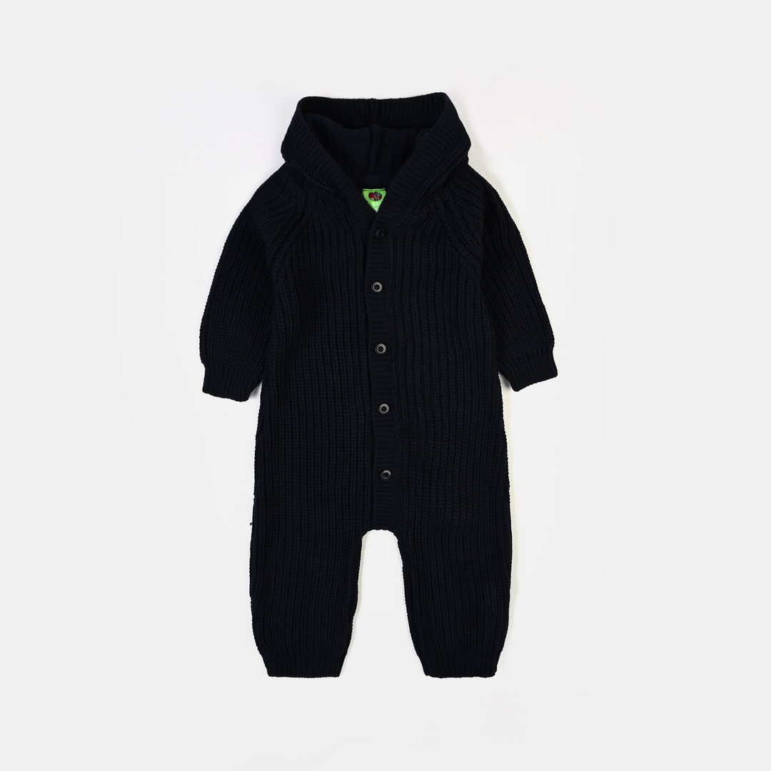 Infant Boys Acrylic Hooded Romper-Roar-NAVY
