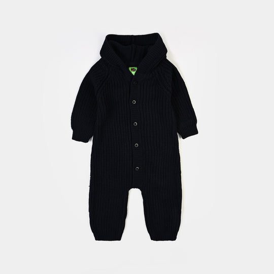 Infant Boys Acrylic Hooded Romper-Roar-NAVY