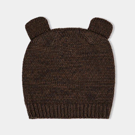 Infant Boys Acrylic Romper With Cap Bear-BROWN