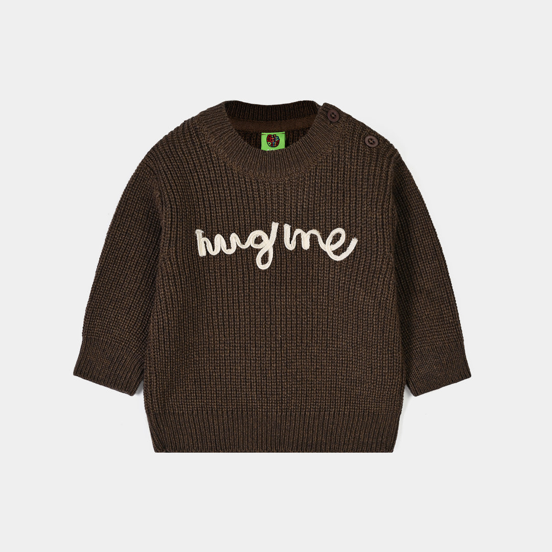 Infant Boys Acrylic Sweater Hug Me- Brown