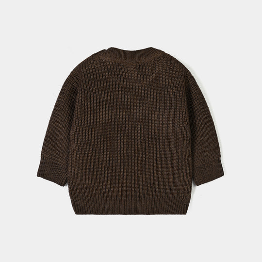 Infant Boys Acrylic Sweater Hug Me- Brown