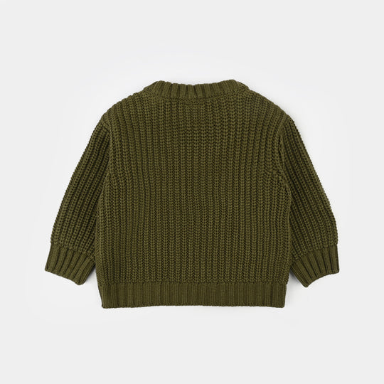 Infant Boys Sweater-Tractor-Olive.Green