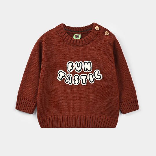 Infant Boys Acrylic Sweater-Funtastic-Reddish-brown