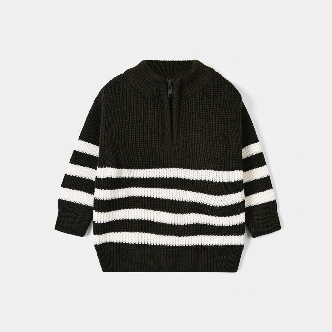 Infant Boys Acrylic Sweater Cross - Charcoal