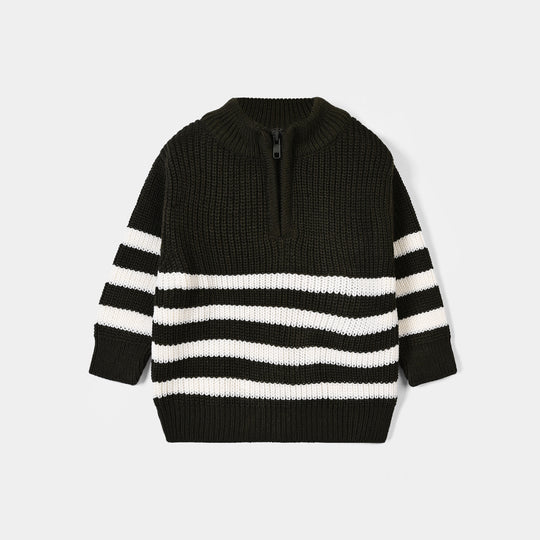 Infant Boys Acrylic Sweater Cross - Charcoal