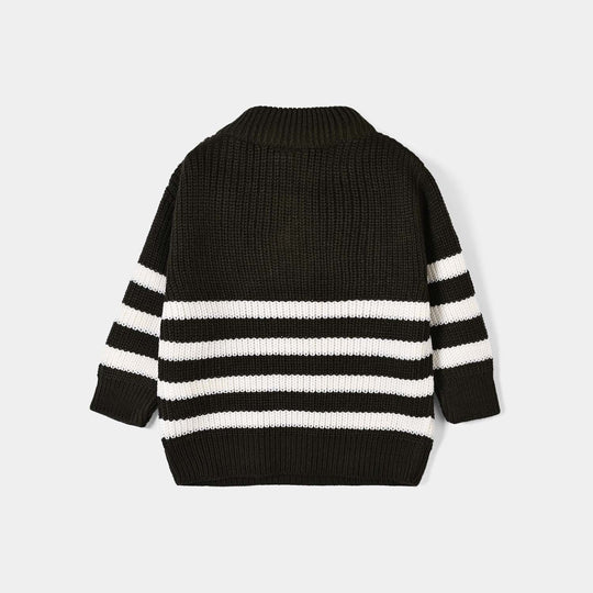 Infant Boys Acrylic Sweater Cross - Charcoal