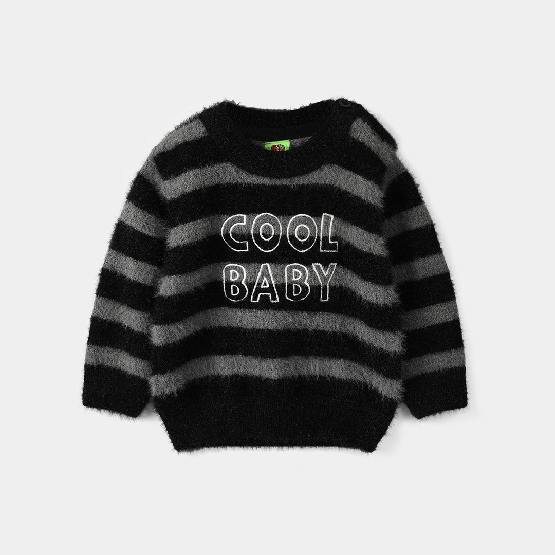 Infant Boys Feather-Acrylic Sweater-Cool Baby-Grey.Black