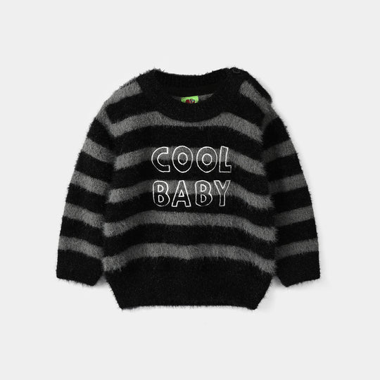 Infant Boys Feather-Acrylic Sweater-Cool Baby-Grey.Black