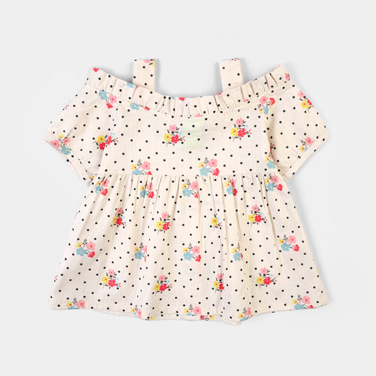 Infant Girls Cotton Casual Top Mini Dots-Multi