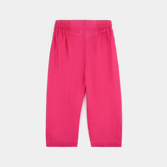 Girls Cotton Emb 2Pcs Naaz- Bright Pink