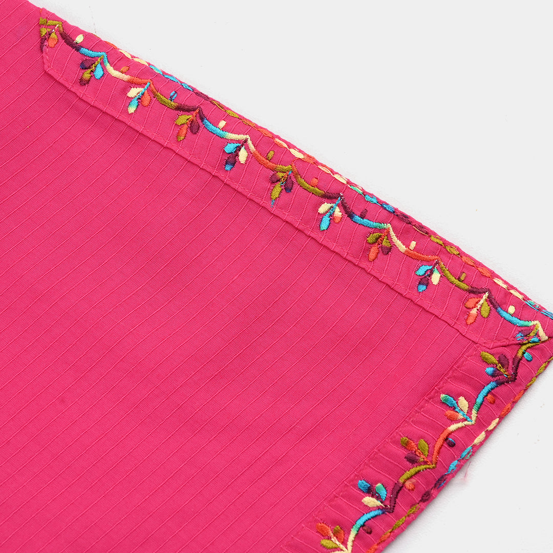 Girls Cotton Emb 2Pcs Naaz- Bright Pink