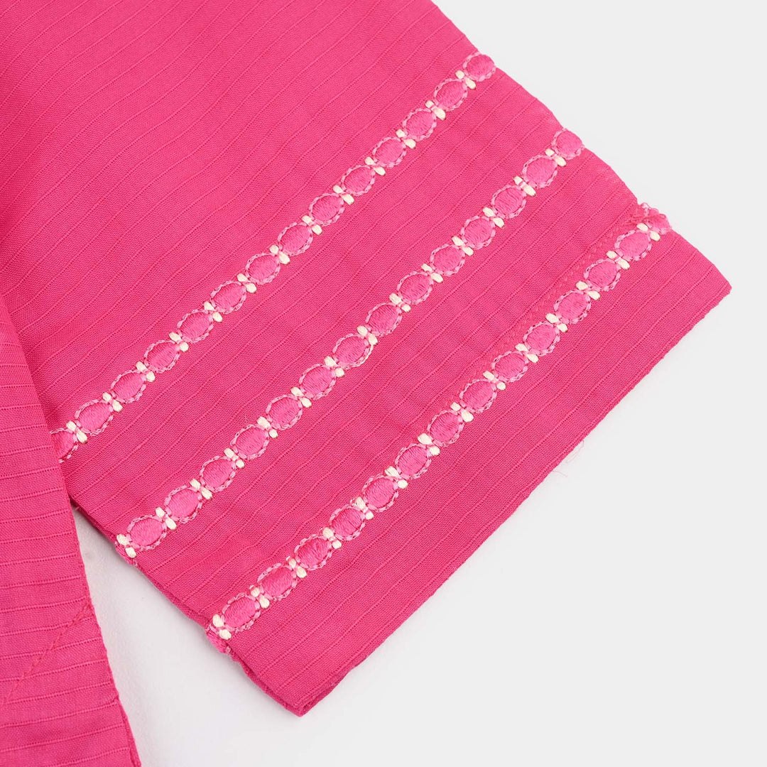 Girls Cotton Emb Kurti Atash- Bright Pink