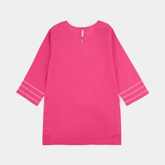 Girls Cotton Emb Kurti Atash- Bright Pink