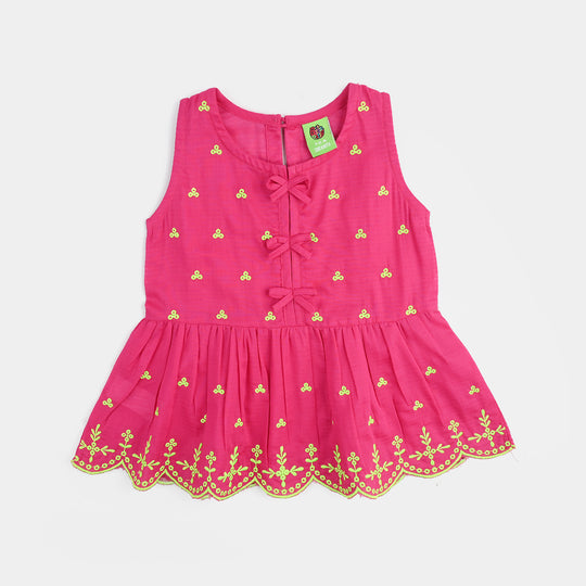Infant Girls Cotton Emb 2Pcs Baby Blossom - Bright Pink