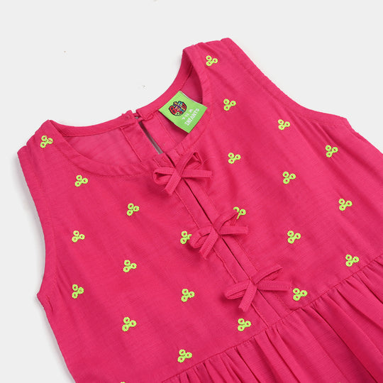 Infant Girls Cotton Emb 2Pcs Baby Blossom - Bright Pink