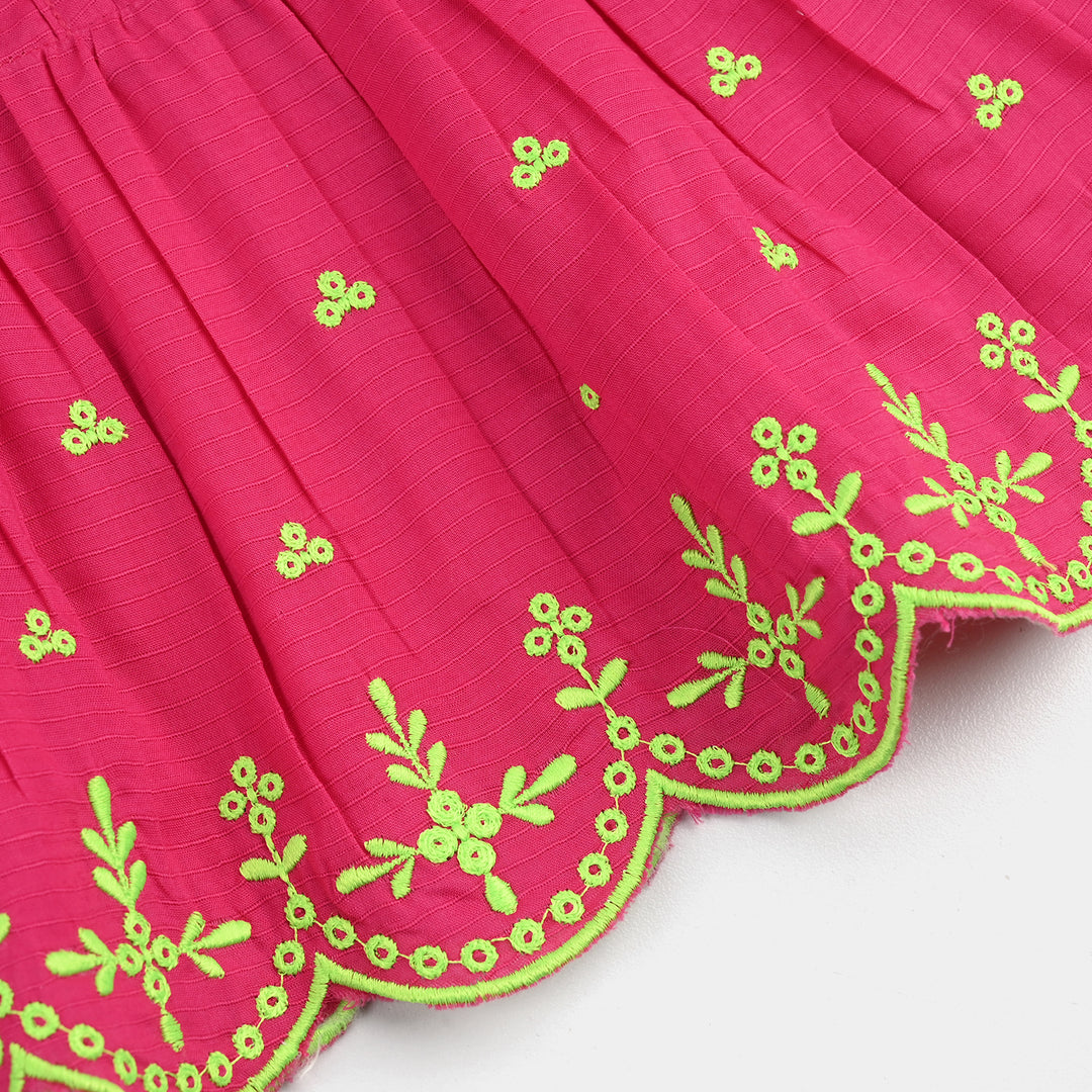 Infant Girls Cotton Emb 2Pcs Baby Blossom - Bright Pink