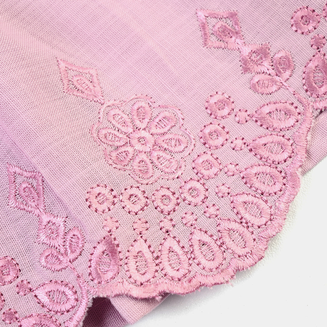Infant Girls Cotton Slub Emb Top Smocking- Orchid