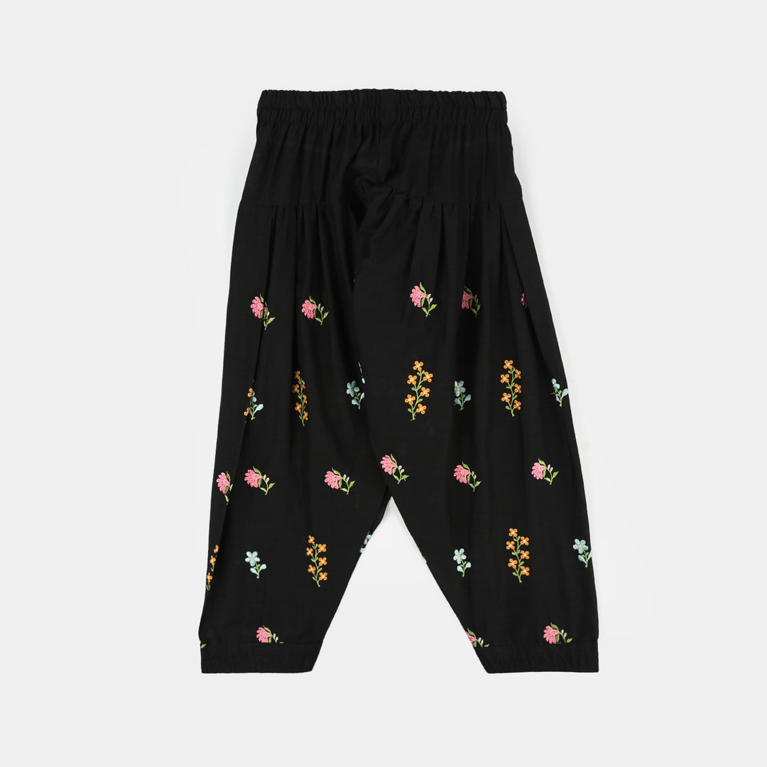 Girls Cotton Slub Emb 2Pcs Jahan Gul-BLACK