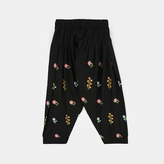 Girls Cotton Slub Emb 2Pcs Jahan Gul-BLACK