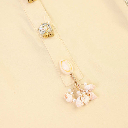 Girls poly cambric Emb 2Pcs Dilkash-Cream