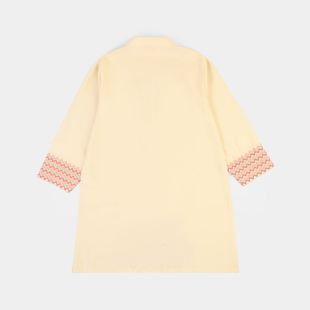Girls poly cambric Emb 2Pcs Dilkash-Cream