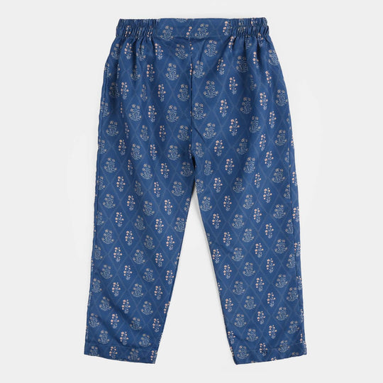 Teens Girls Poly Lawn Printed 2Pcs Rangrez-Blue