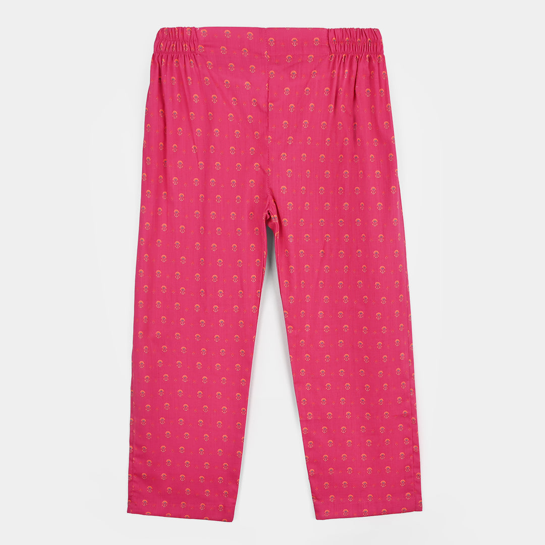 Girls Cotton Slub Printed 2pcs Lily-Shock.Pink
