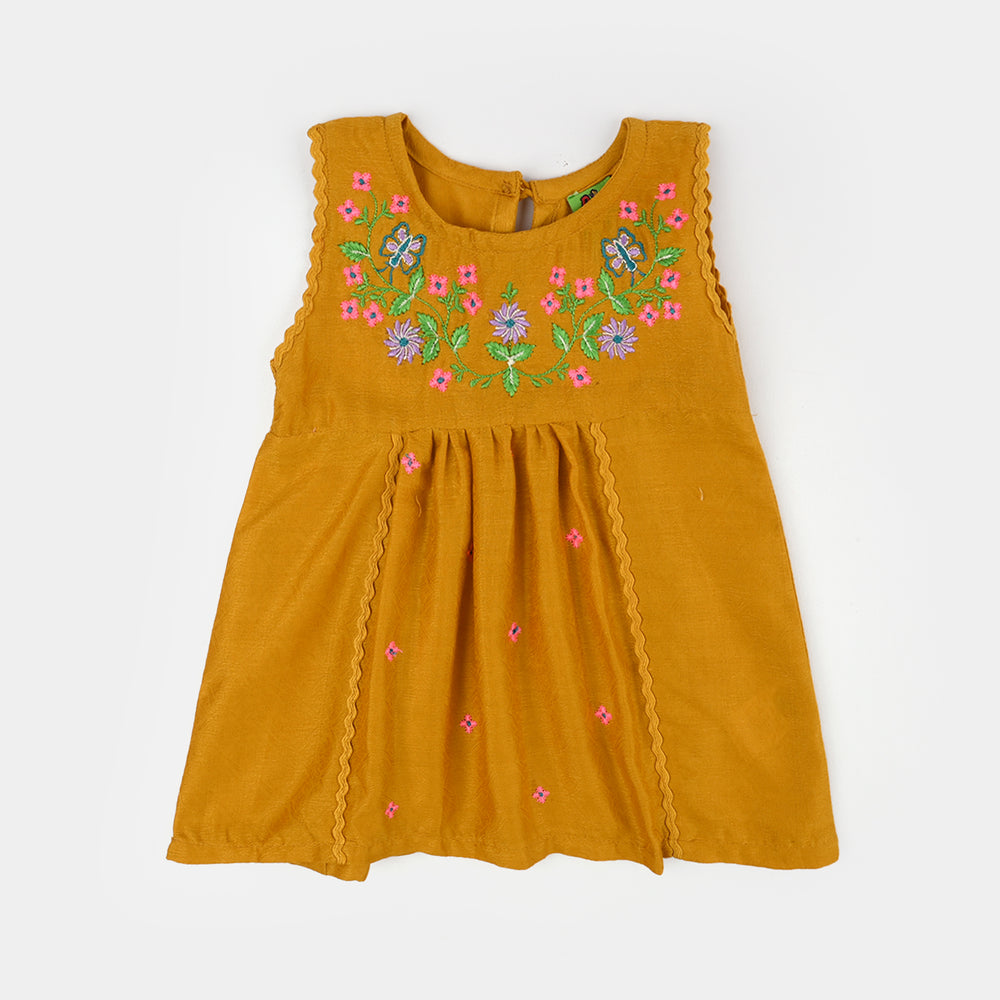 Infant Girls Cotton Jacquard Emb 2Pcs Little Diva-Mustard