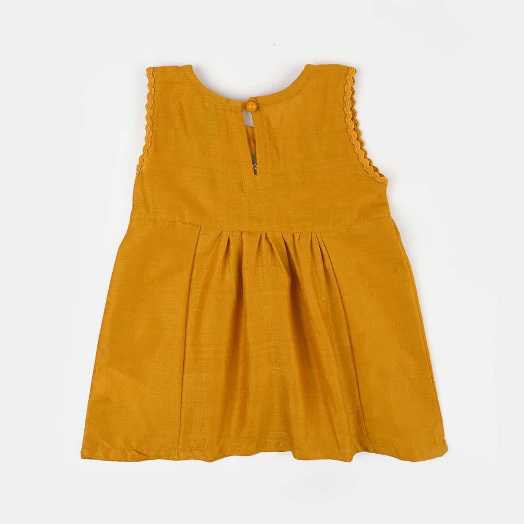 Infant Girls Cotton Jacquard Emb 2Pcs Little Diva-Mustard