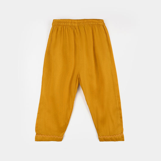 Infant Girls Cotton Jacquard Emb 2Pcs Little Diva-Mustard