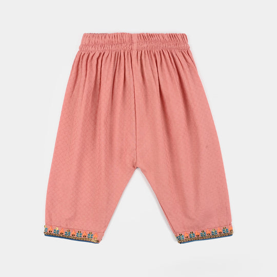 Infant Girls Cotton Jacquard 2Pcs - Pink
