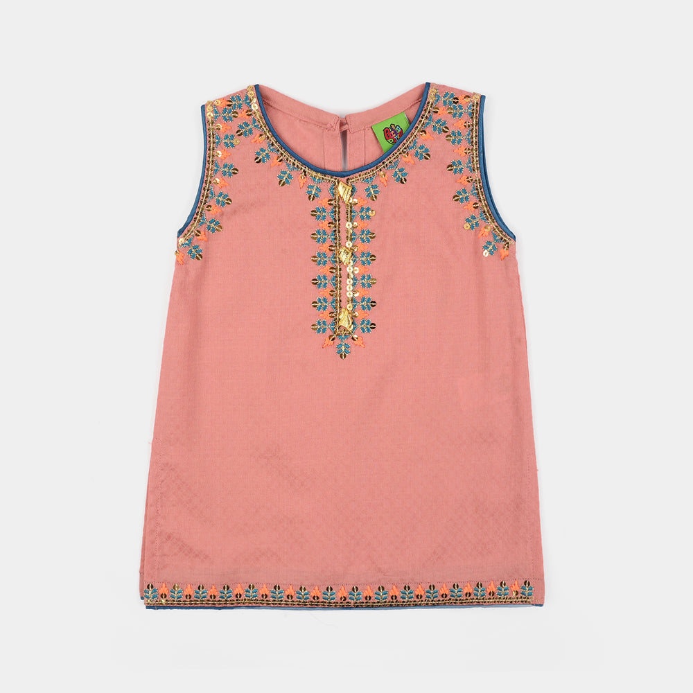 Infant Girls Cotton Jacquard 2Pcs - Pink