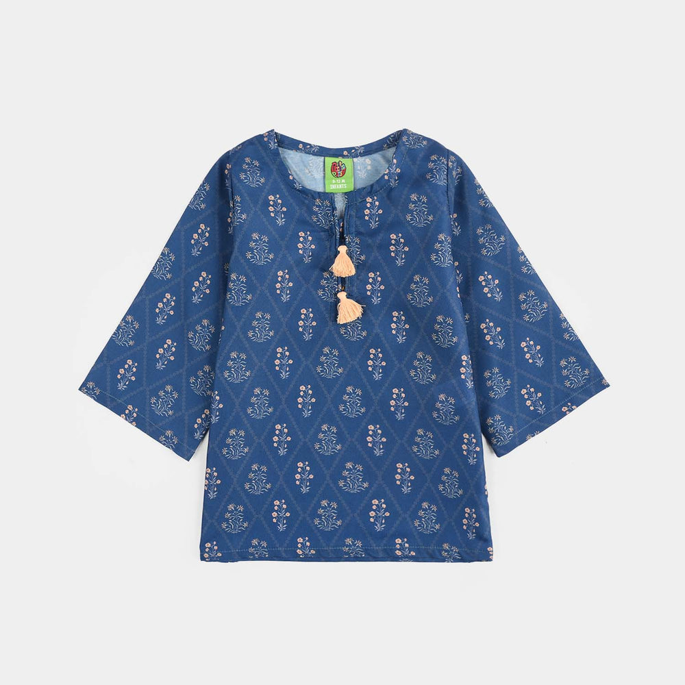 Infant Girls Poly Lawn Printed 2Pcs Rangrez-Blue