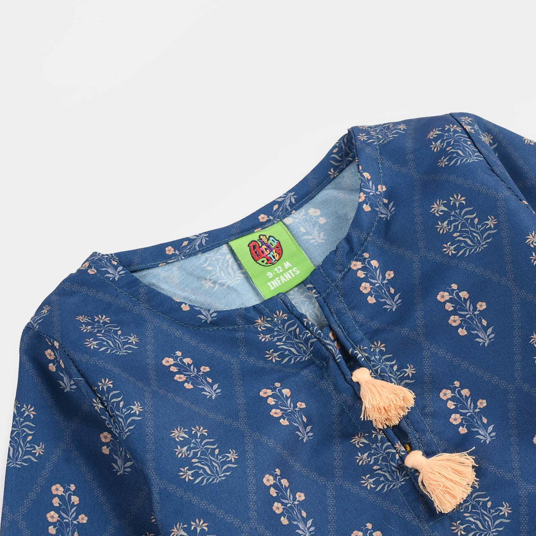 Infant Girls Poly Lawn Printed 2Pcs Rangrez-Blue