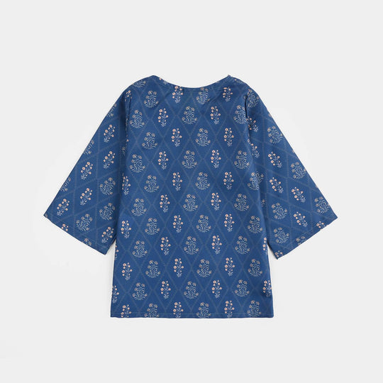 Infant Girls Poly Lawn Printed 2Pcs Rangrez-Blue