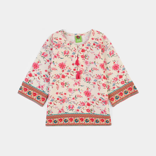 Infant Girls Cotton Slub Printed 2Pcs Rose-Multi