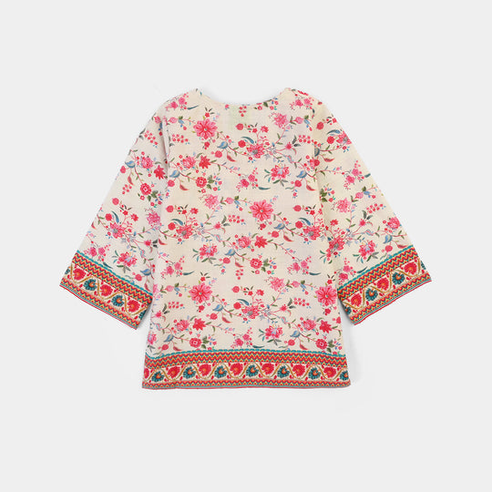 Infant Girls Cotton Slub Printed 2Pcs Rose-Multi