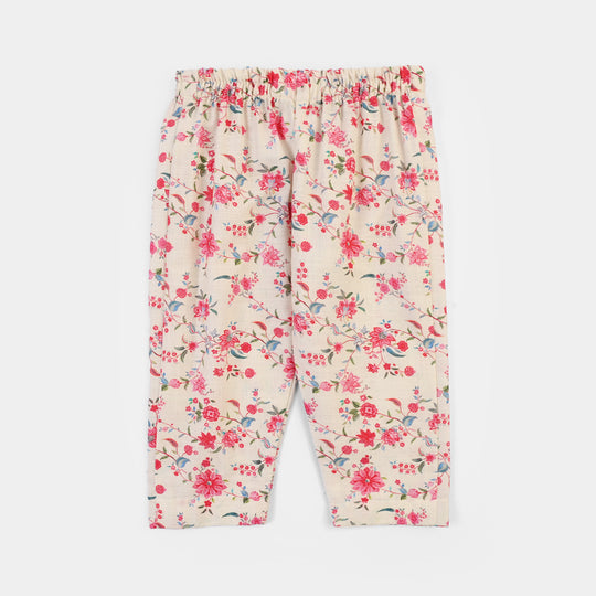 Infant Girls Cotton Slub Printed 2Pcs Rose-Multi