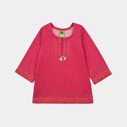 Infant Girls Cotton Slub Printed 2Pcs Lily-Shock.Pink