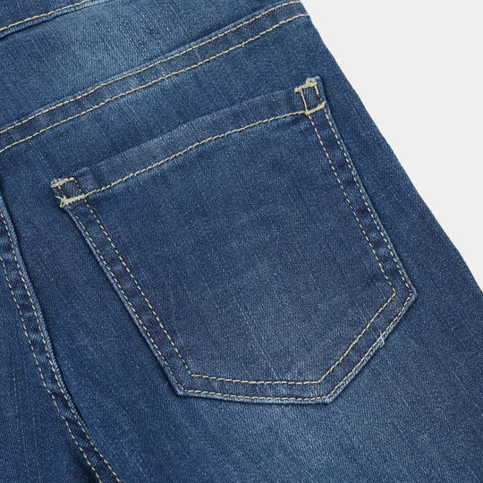 Girls Denim rigid Pant Slit-Mid Blue