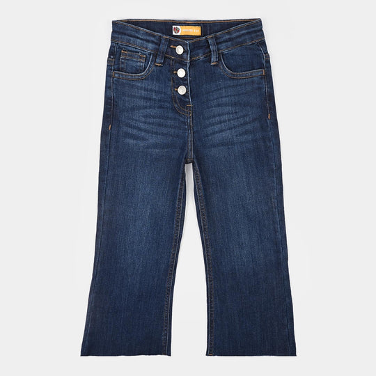 Girls Denim rigid Pant Raw-Dark Blue