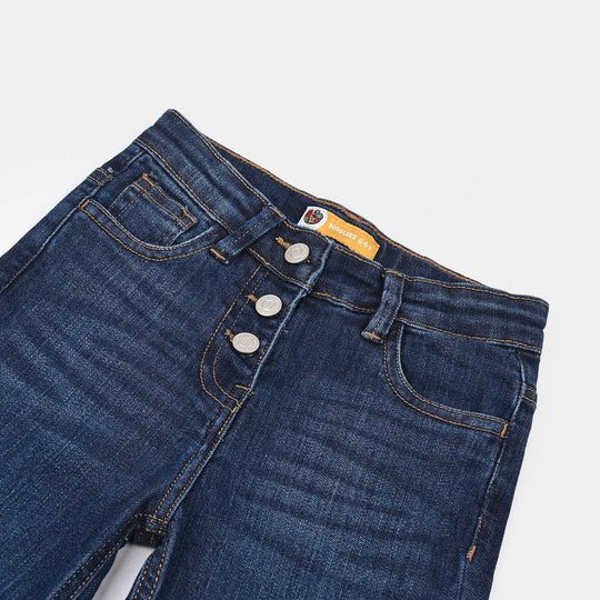 Girls Denim rigid Pant Raw-Dark Blue