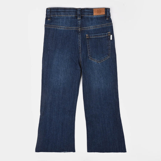 Girls Denim rigid Pant Raw-Dark Blue
