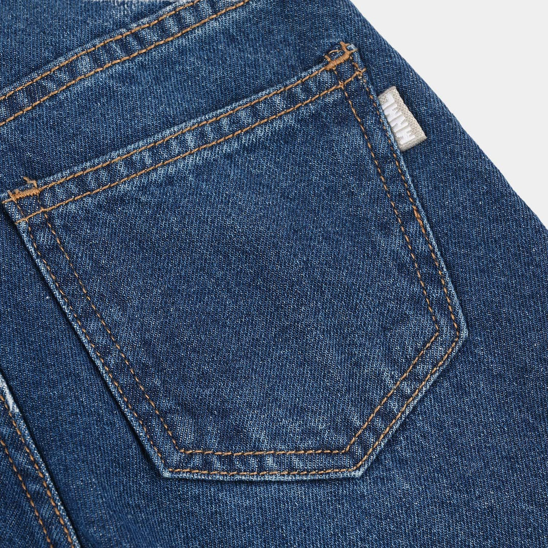 Girls Denim Rigid Pant Folded - Dark Blue