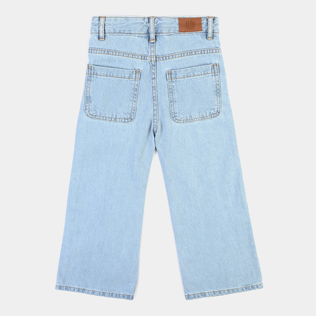 Girls Denim rigid Pant Petals-Blue